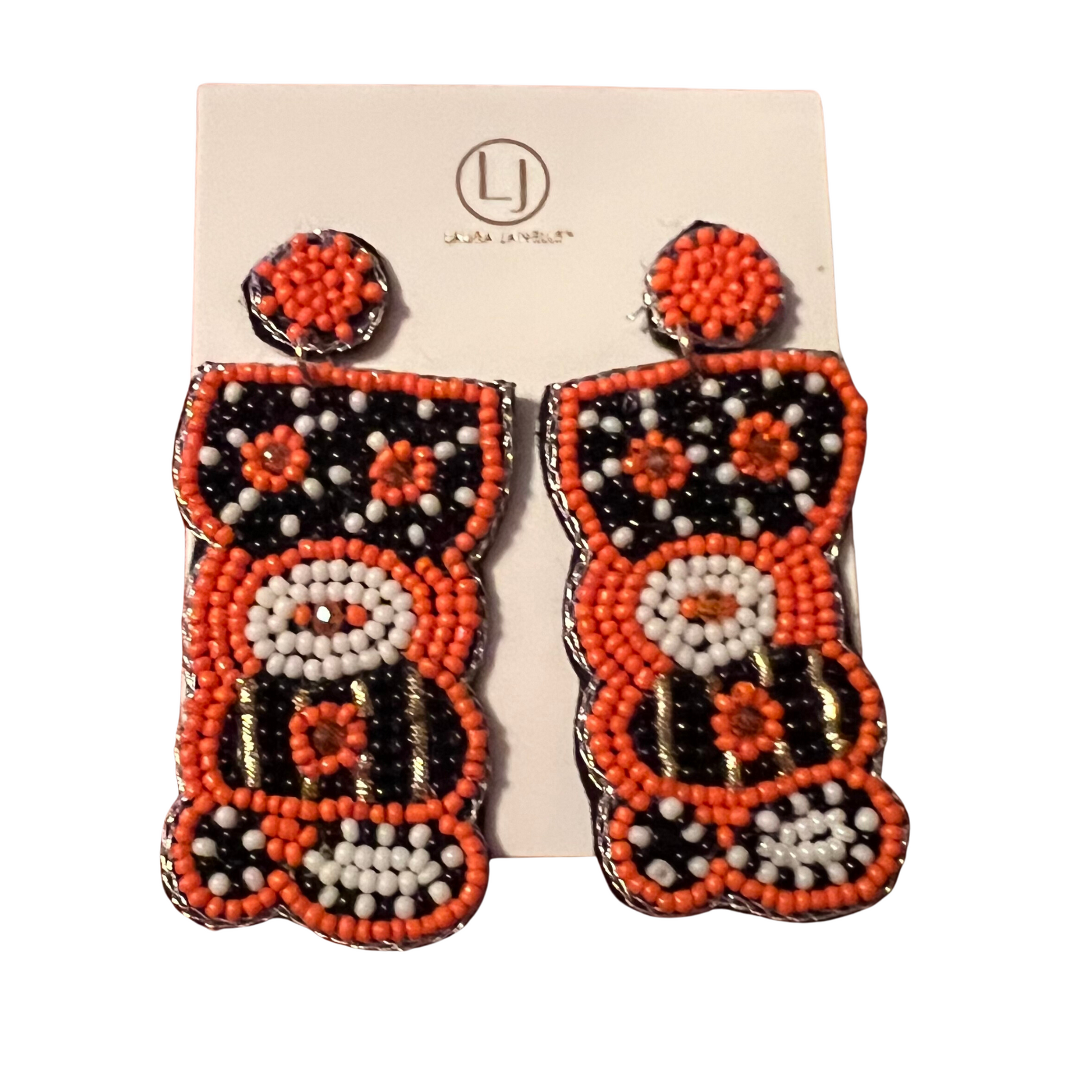 Boo! Multicolor beaded dangle Halloween earrings