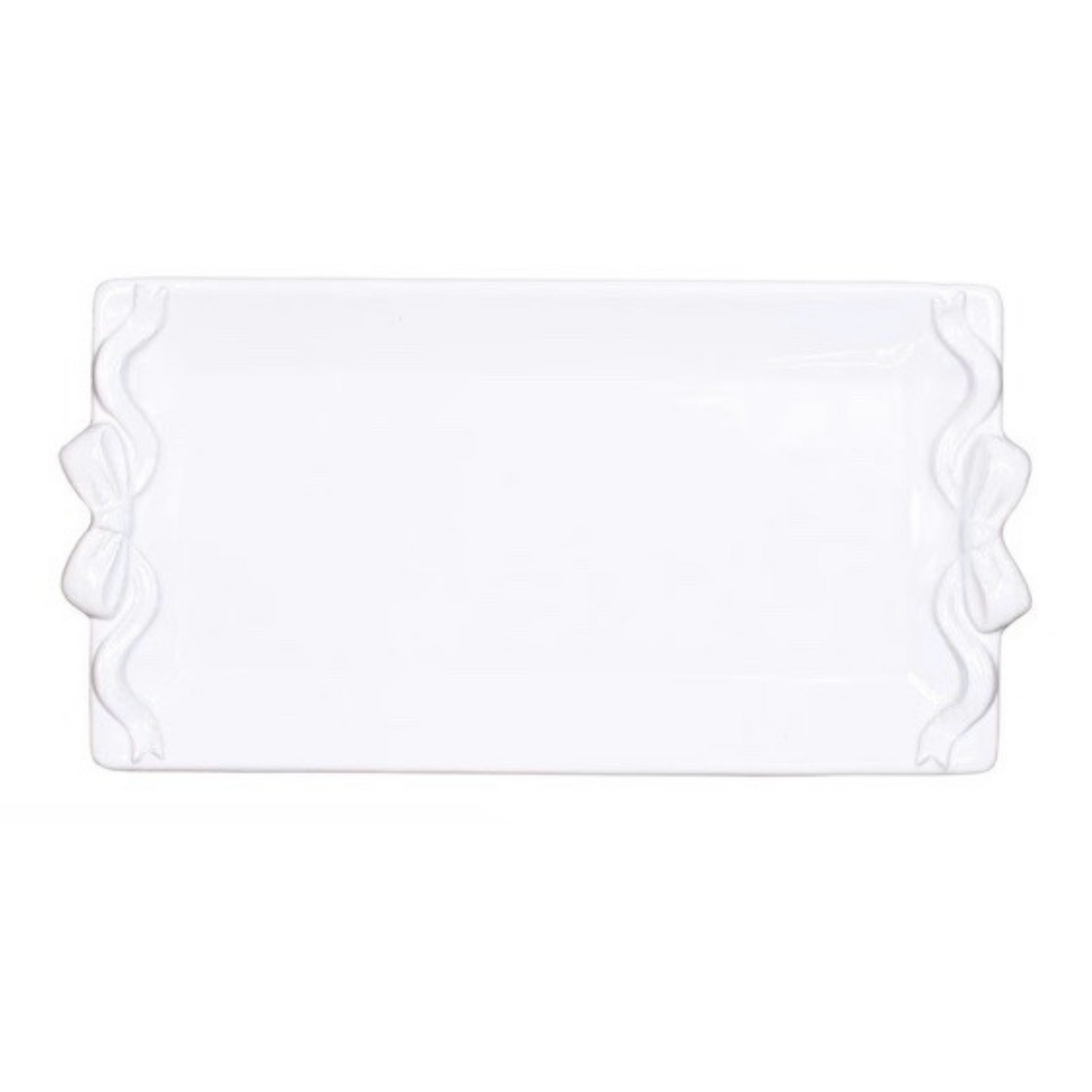 Bow embossed white Christmas serving platter