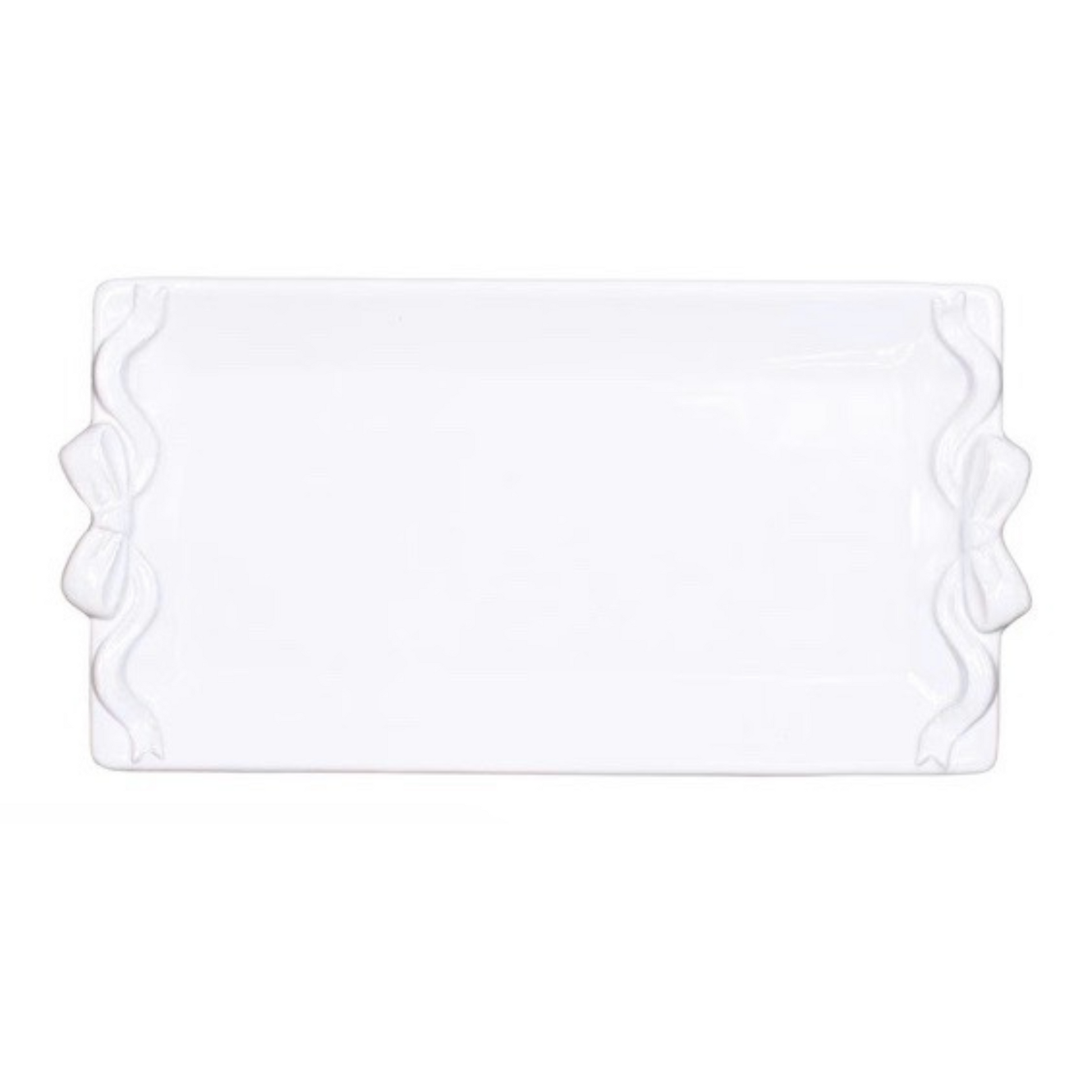 Bow embossed white Christmas serving platter