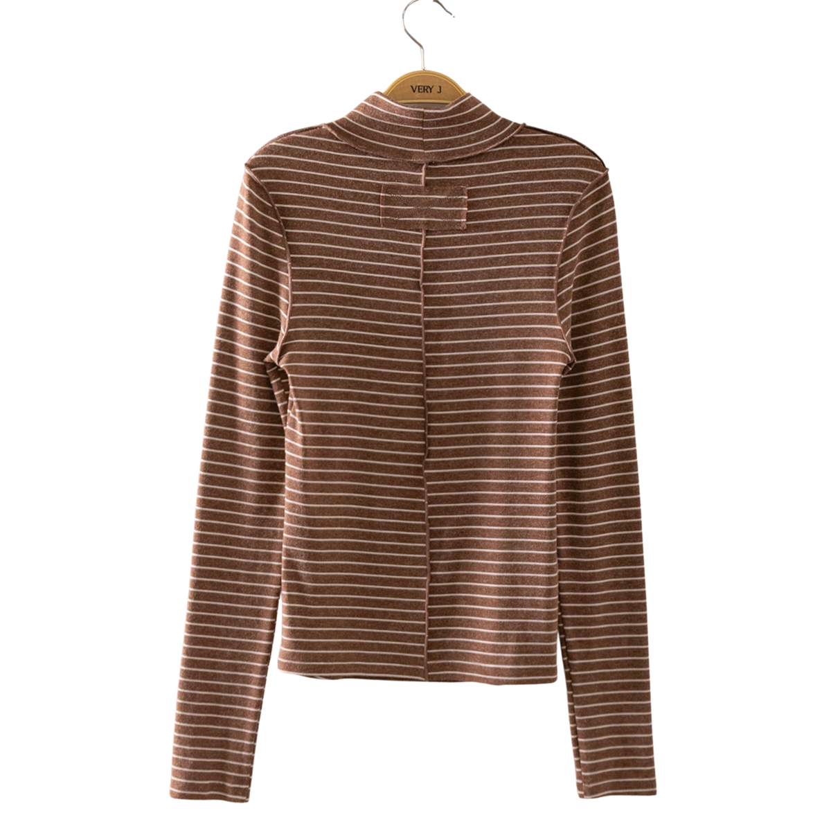 Mock neck long sleeve top in chocolate