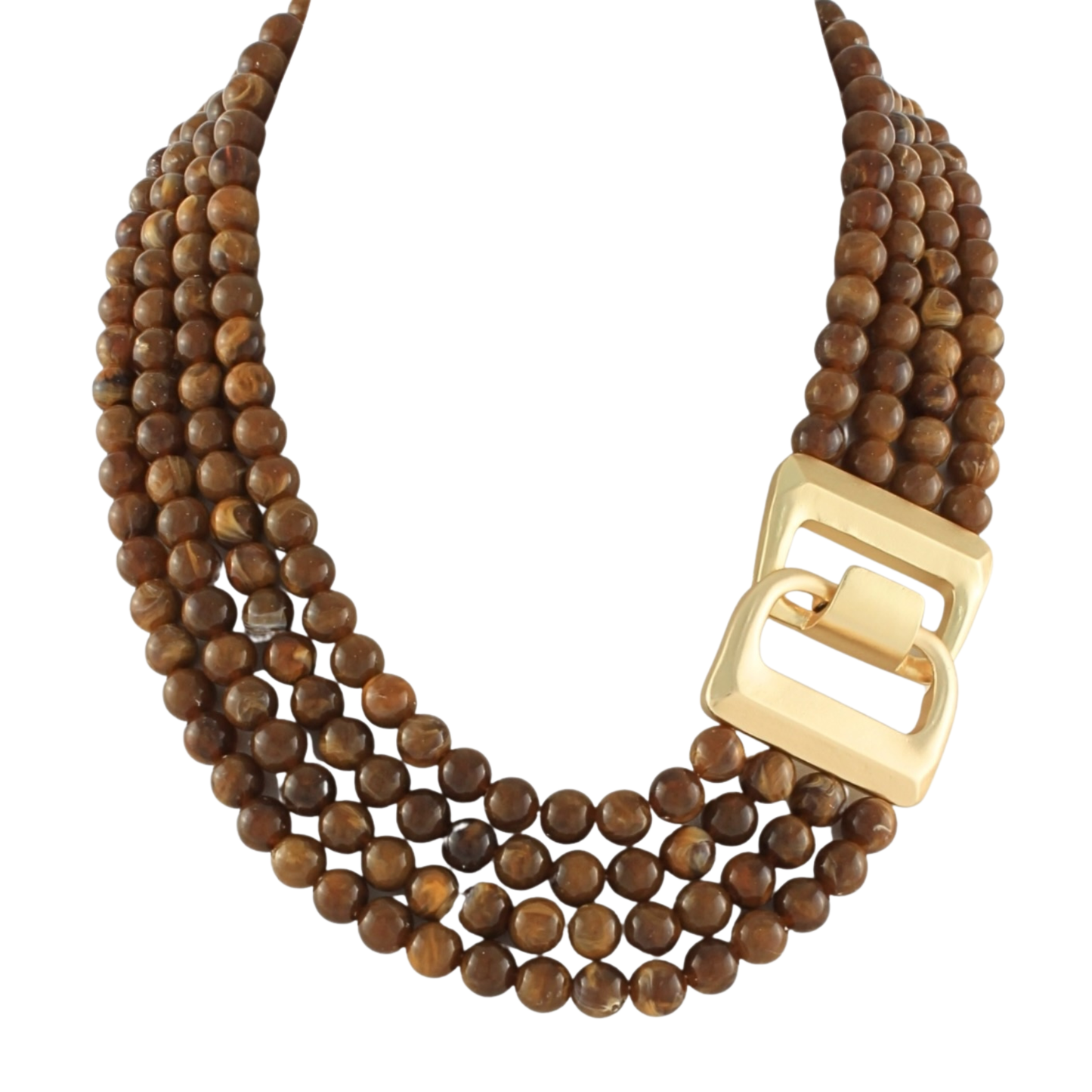 Multi Strand Beaded Necklace in brown
