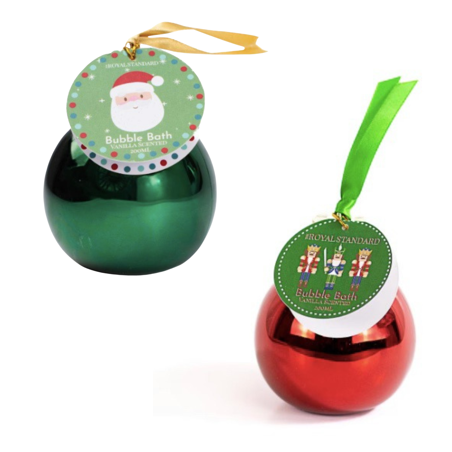 Celebrate the holiday season with this &nbsp;Bubble Bath Ornament from The Royal Standard. Expertly crafted, this charming ornament features a festive Santa or Nutcracker accent relaxing in a bubbly bath, capturing a whimsical blend of holiday cheer and cozy comfort. Its vivid design and fine detailing make it a standout piece to adorn your Christmas tree, adding a sophisticated yet playful touch that reflects The Royal Standard’s commitment to quality and style. Perfect for collectors and gift-givers alike