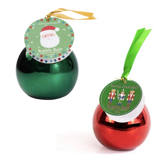 Celebrate the holiday season with this &nbsp;Bubble Bath Ornament from The Royal Standard. Expertly crafted, this charming ornament features a festive Santa or Nutcracker accent relaxing in a bubbly bath, capturing a whimsical blend of holiday cheer and cozy comfort. Its vivid design and fine detailing make it a standout piece to adorn your Christmas tree, adding a sophisticated yet playful touch that reflects The Royal Standard’s commitment to quality and style. Perfect for collectors and gift-givers alike