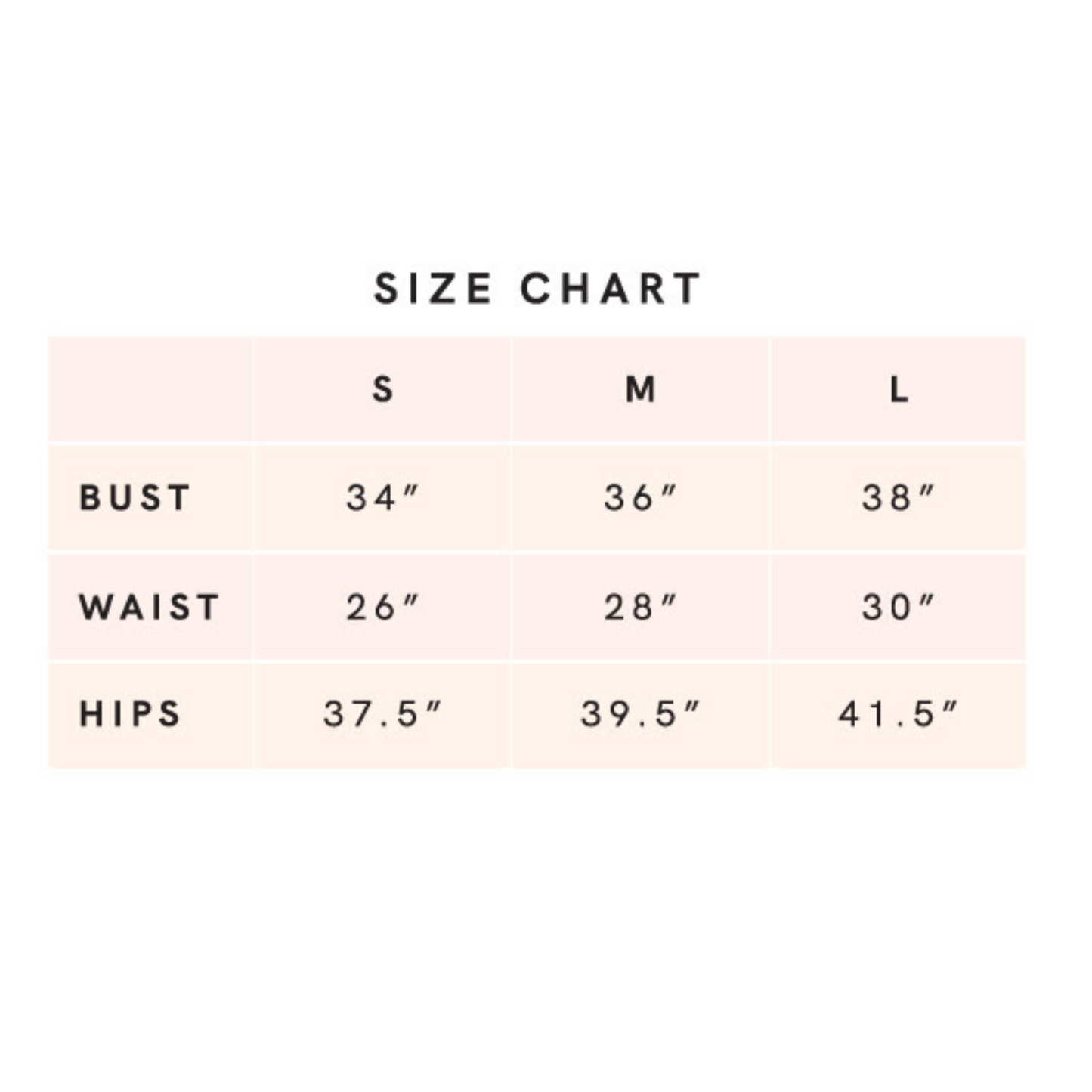 Bucket List size chart