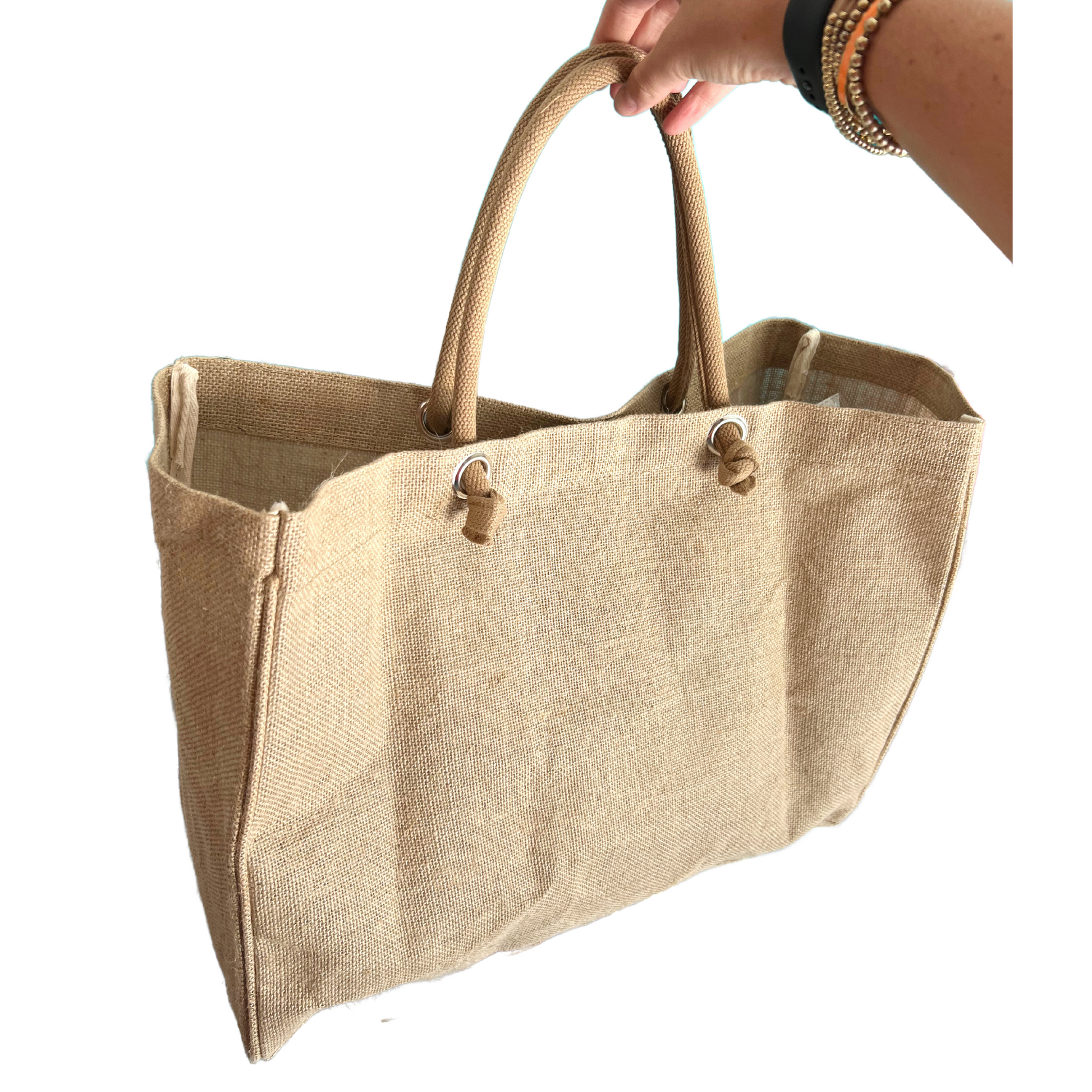 This stylish and practical burlap tote is perfect for any occasion. Its simple design and durable material make it an excellent choice for everyday use. It's made of premium burlap for enhanced strength.