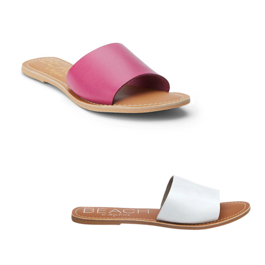 Introducing Cabana sandals from Matisse, a chic summer staple. Offered in both pink and white, these slip-on flats feature a stylish design, perfect for outdoor activities and beach days. Enjoy effortless comfort while adding a fashionable touch.