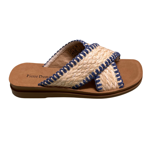 The Caliso-2 flat sandal from Pierre Dumas features a striking criss-cross pattern across the upper, combining style with everyday comfort. The flat sole provides all-day wearability, while the interlocking design adds visual interest to any casual outfit. Perfect for warm weather, these sandals transition effortlessly from errands to leisure.