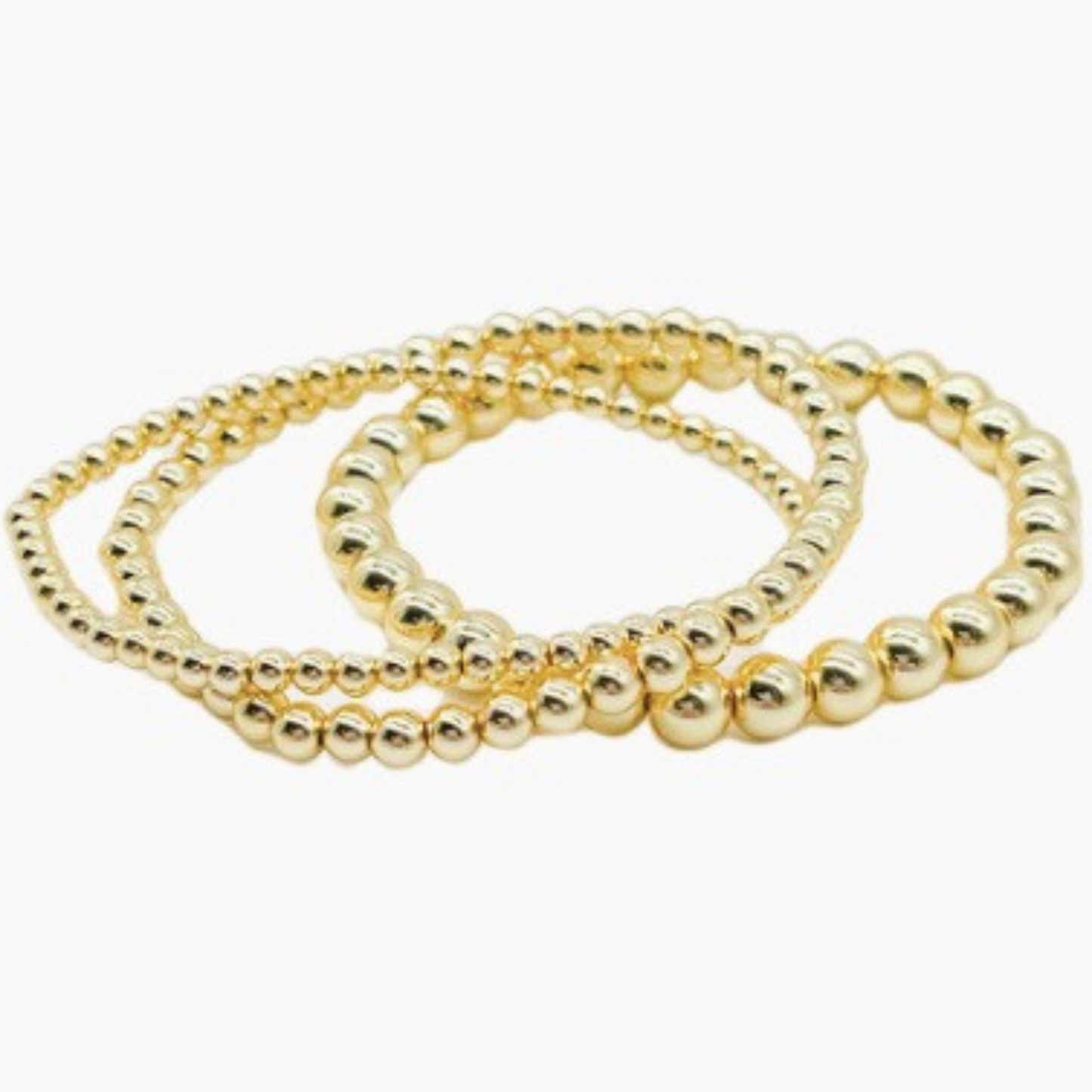 The Caroline Bracelets feature a modern layered look crafted from gold beaded links. The beautiful design allows for a timeless, elegant statement that will easily complement any outfit.