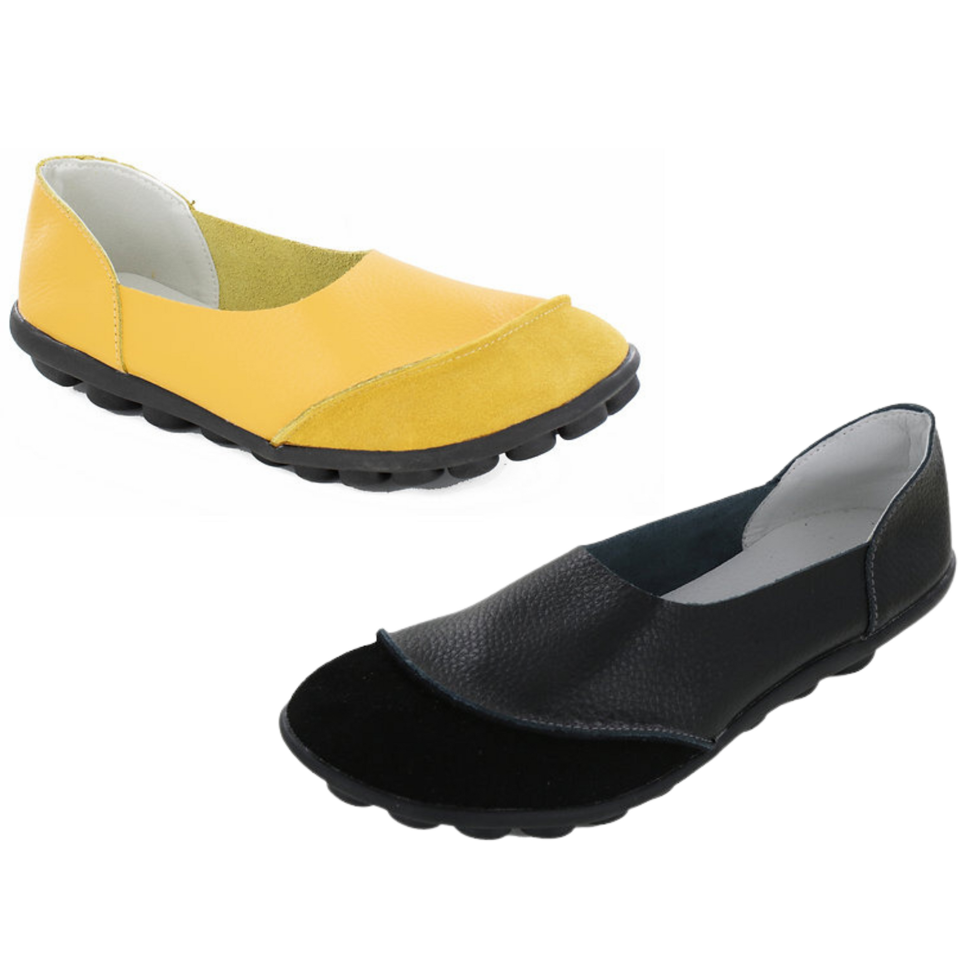 Update any look with a pair of these classic black or yellow leather shoes. Crafted with a closed toe, they provide a timeless, elegant look that works in any style. Perfect for casual and formal occasions.