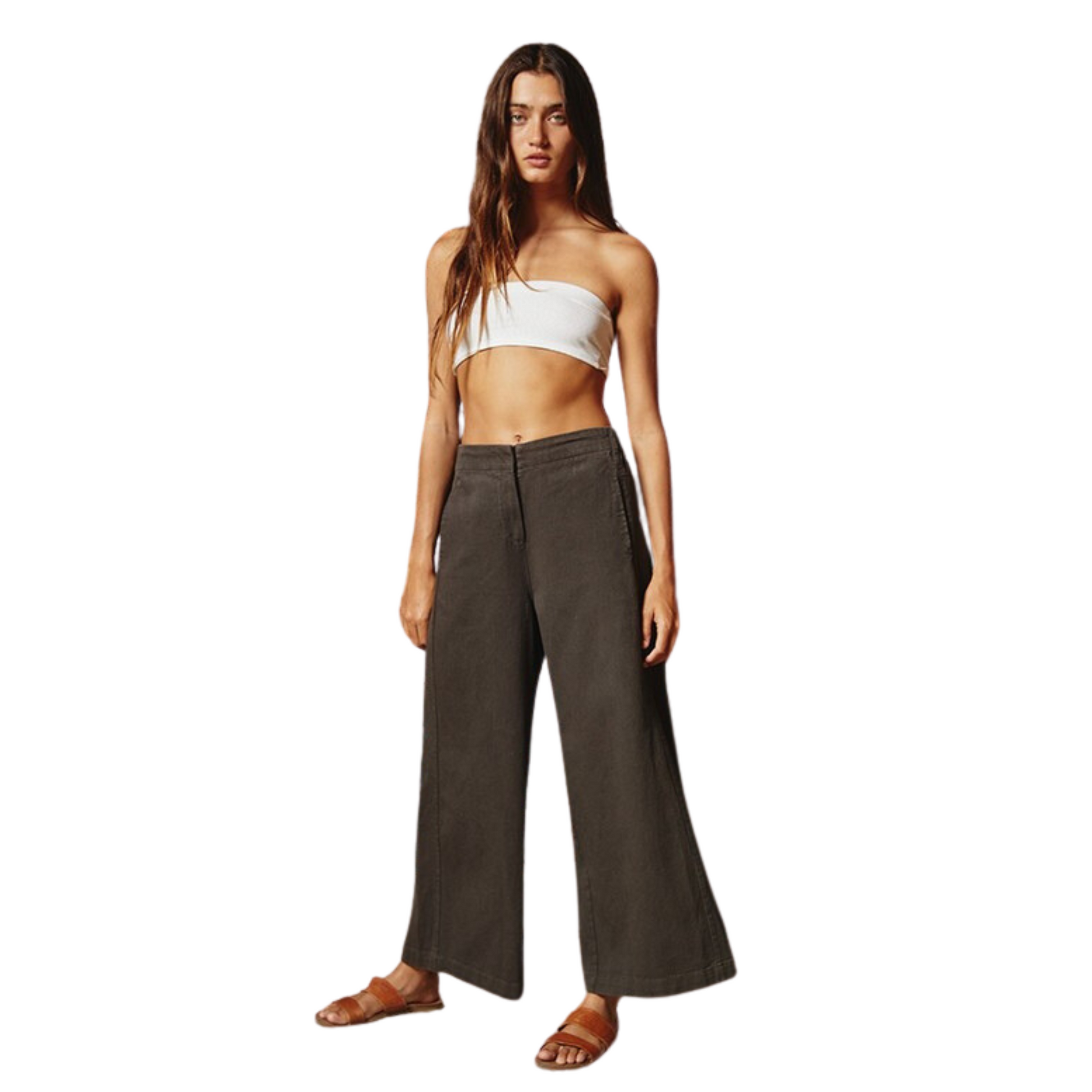 Wide leg culotte pants in charcoal