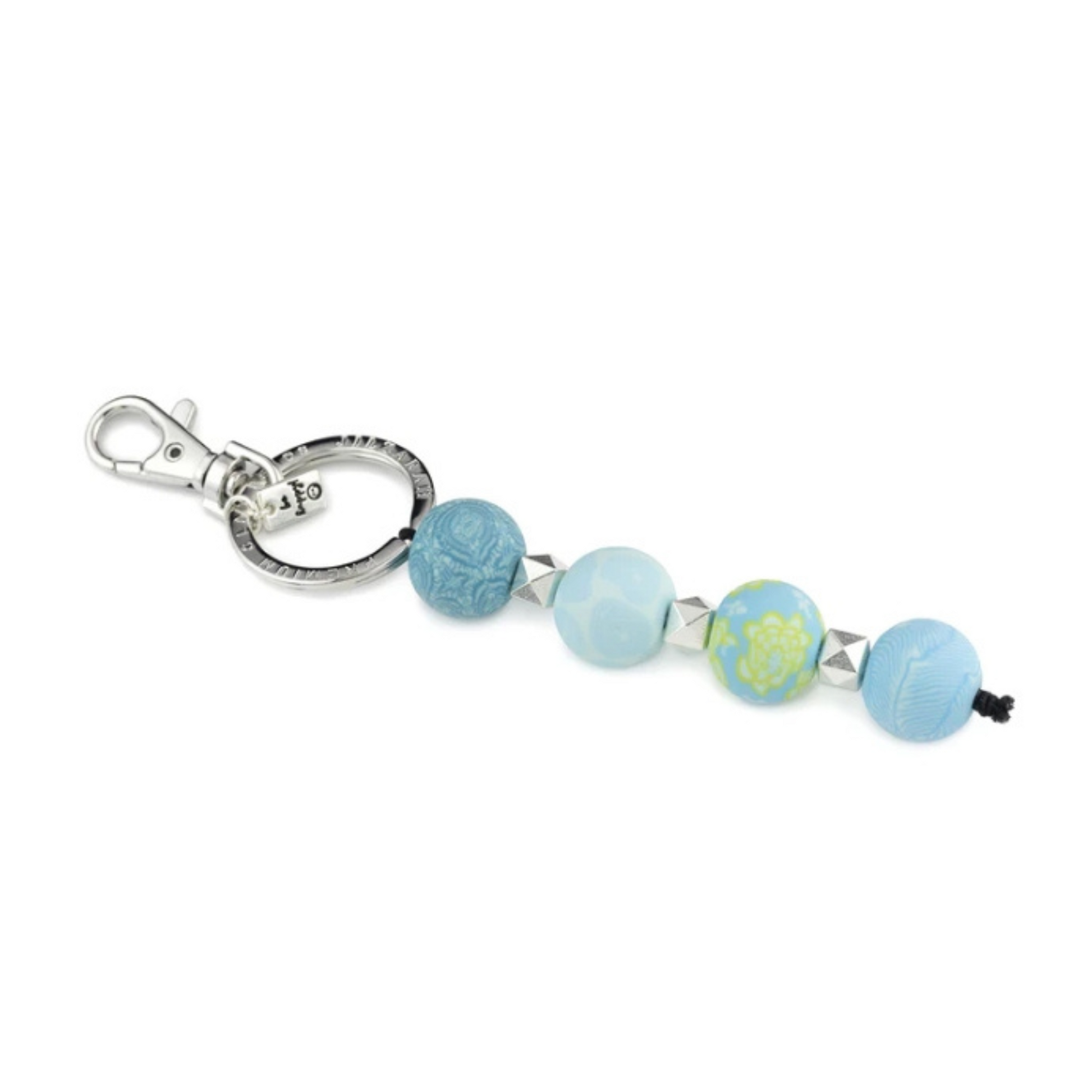 clay bead keychain Bermuda blue