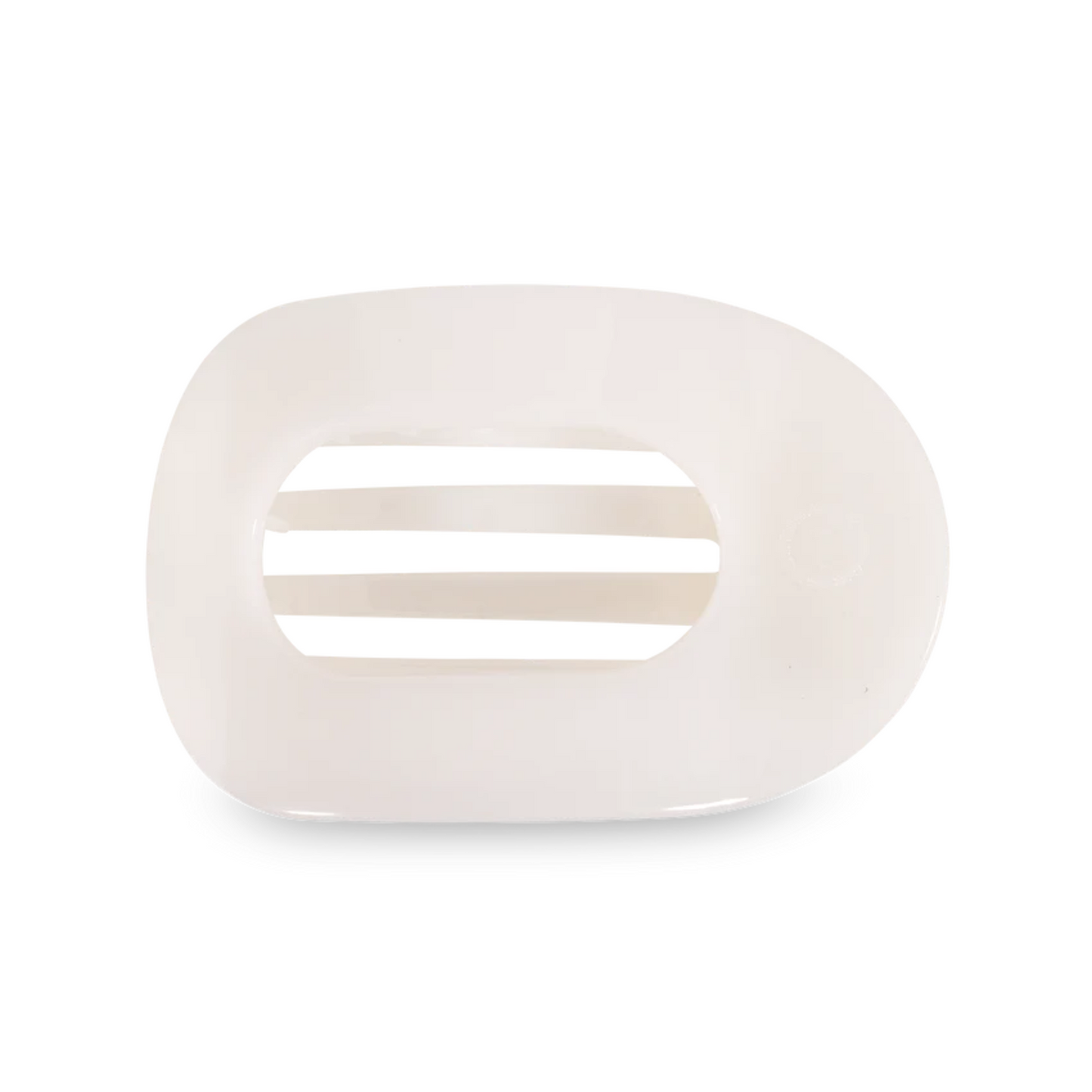 Large flat round clip in coconut white