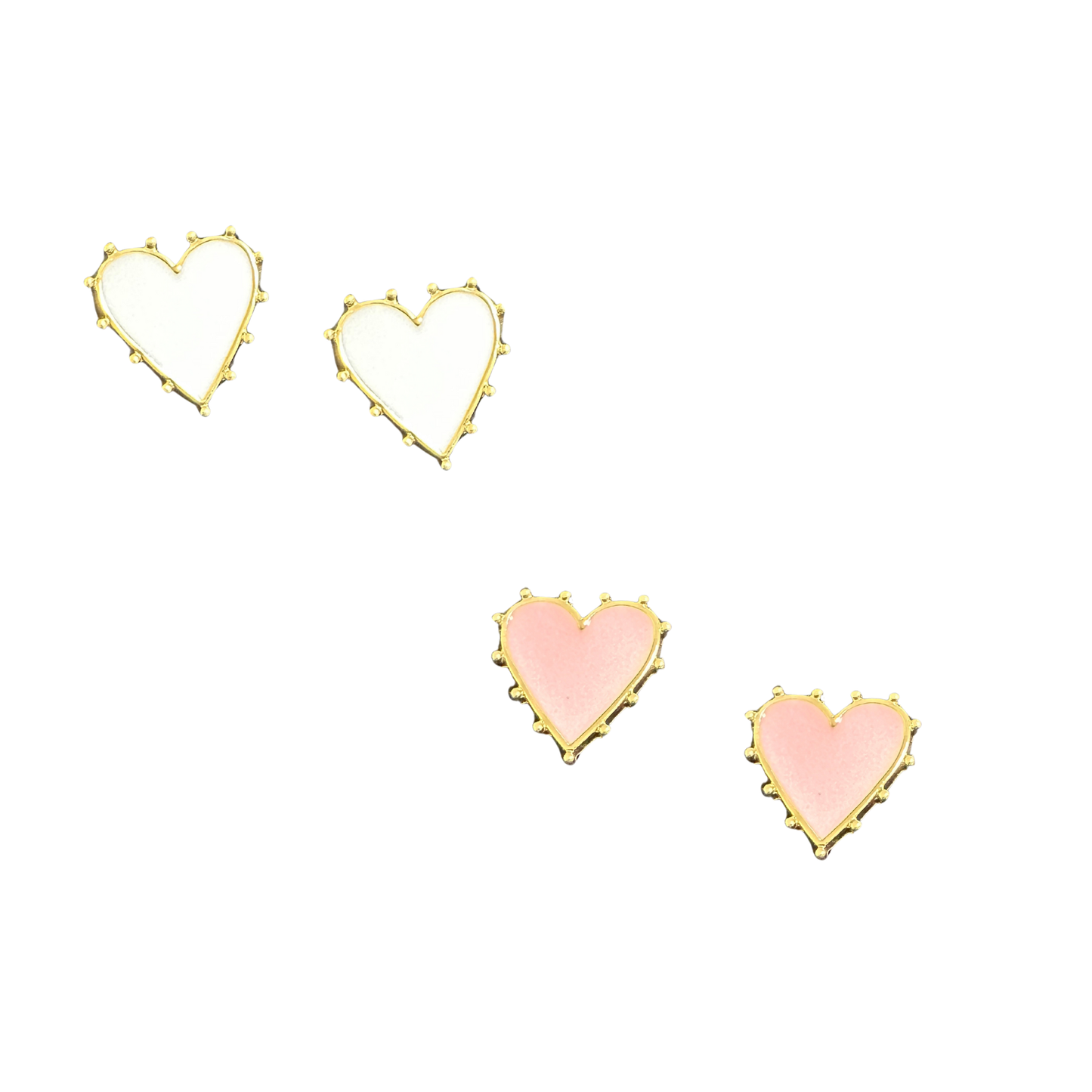 Elevate your everyday elegance with these heart stud earrings from Perdido Gems. Crafted in lustrous gold, each piece features a delicate heart design that adds a touch of sophistication to any look. Available in classic white or romantic pink gold, these versatile studs transition seamlessly from day to evening wear. The timeless heart silhouette makes them an ideal gift for someone special or a meaningful addition to your personal collection.