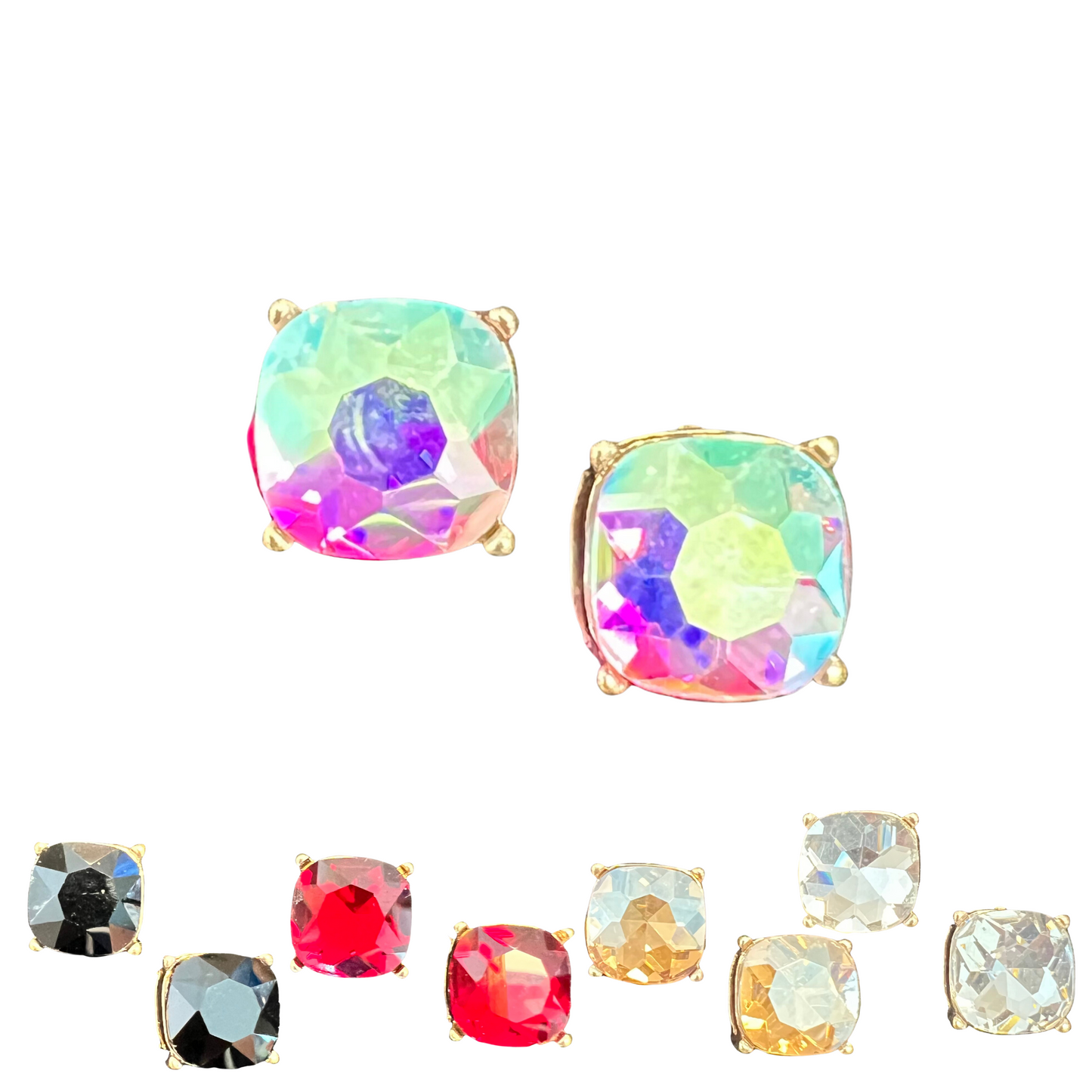 These Large Gemstone Stud Earrings are the perfect statement accessory. Featuring a large stone embedded in a metal stud, these earrings come in a variety of colors to match any outfit. Show off your style with these on-trend earrings.