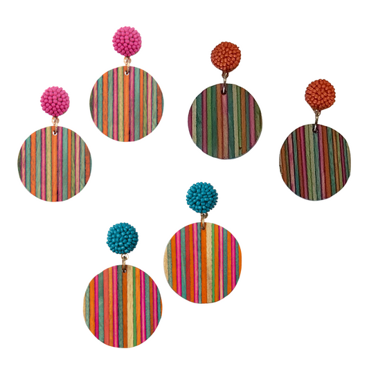 Colorful Wood Striped Earrings