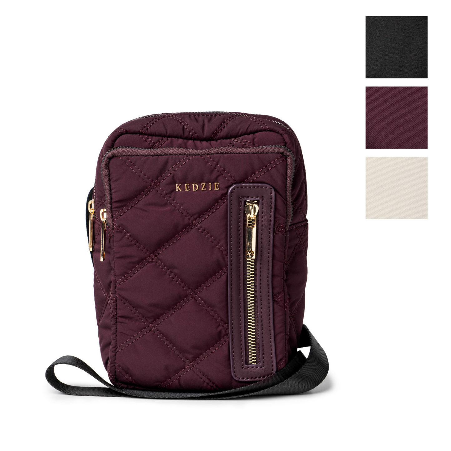 Kedzie quilted convertible crossbody purse. Available in maroon, black, or light grey 