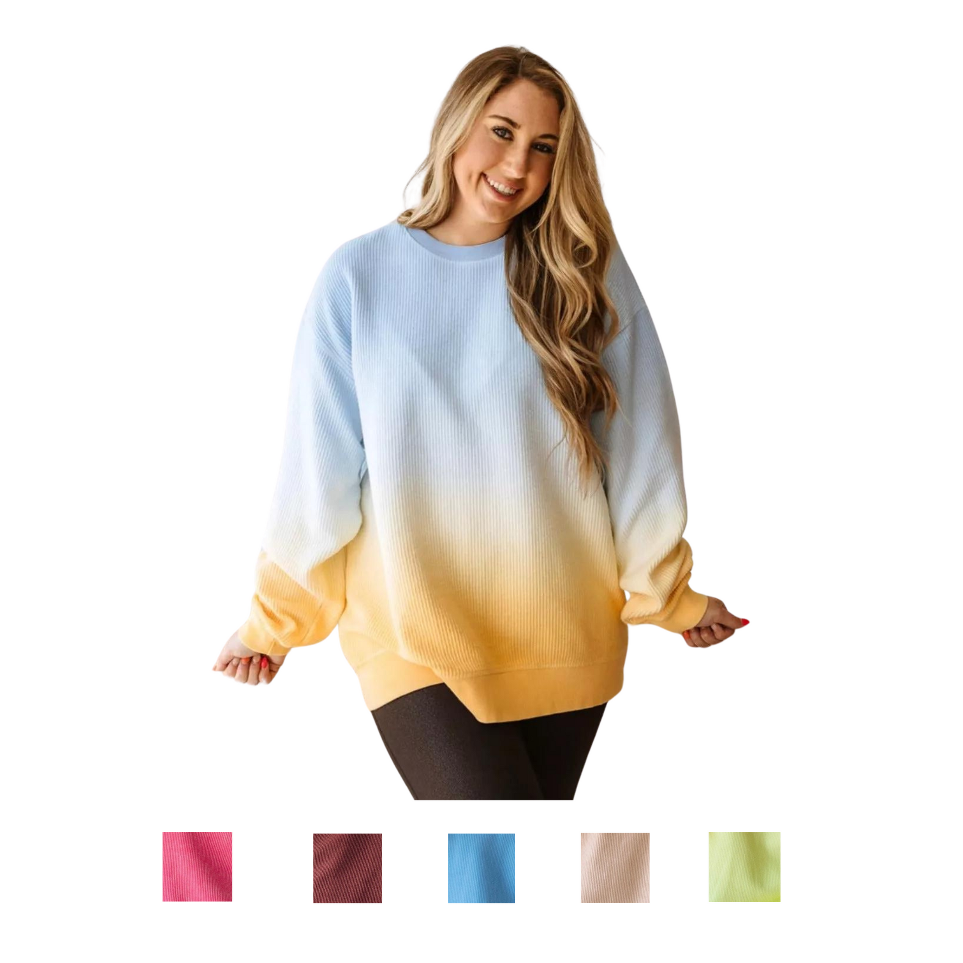 This corded crew neck top offers a variety of colors to choose from, as well as a long sleeve design for added warmth. Made with a textured knit, this top is both stylish and comfortable. Perfect for any occasion, this top is a must-have for any wardrobe.