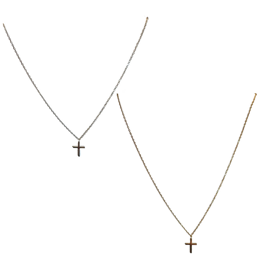 This small cross necklace is the perfect addition to any accessory wardrobe. Crafted in either silver or gold, it features a short chain with a dainty and simple cross accent for a classic and elegant look. Perfect for day-to-day wear or special occasions.