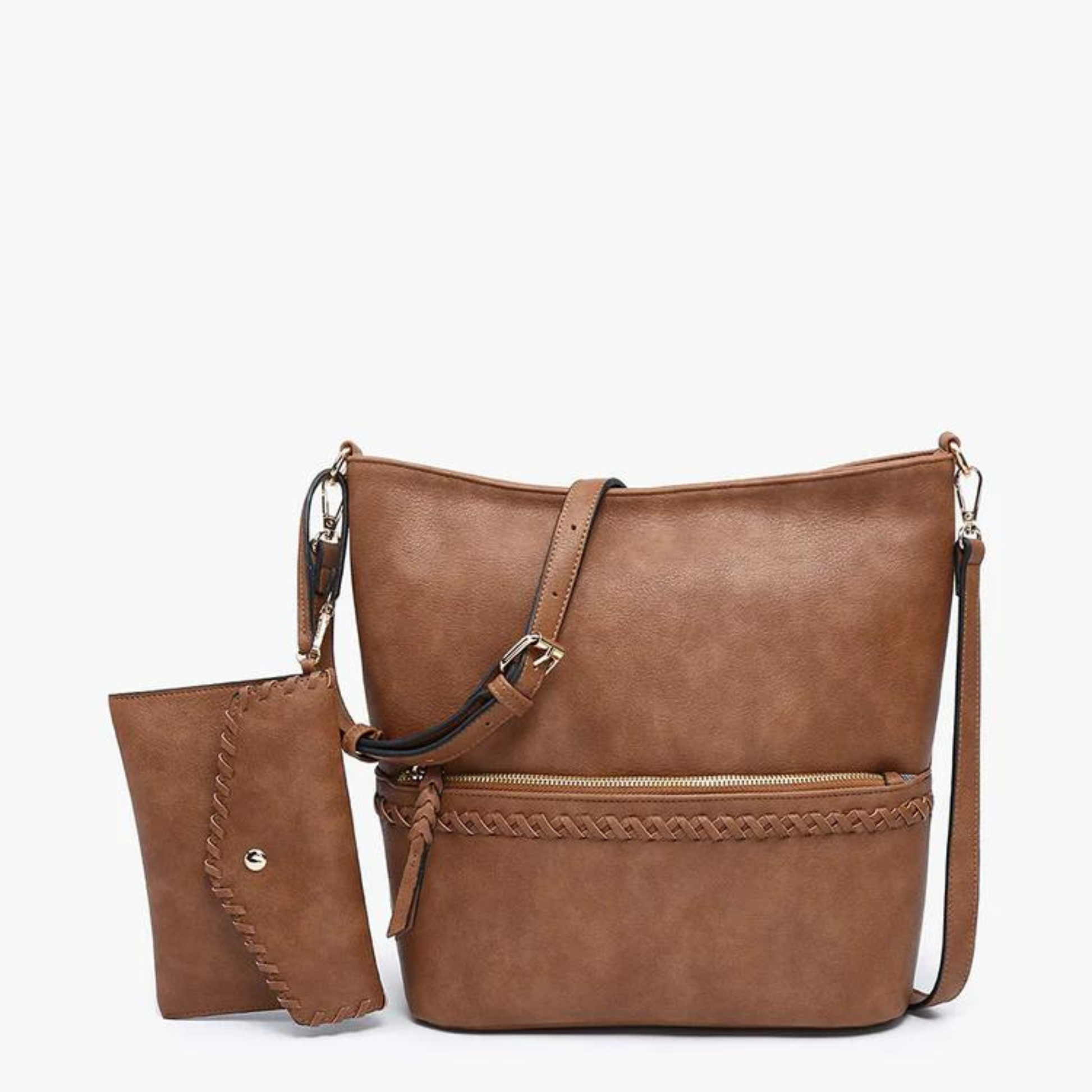 Cynthia distressed whipstitch hobo bag in brown
