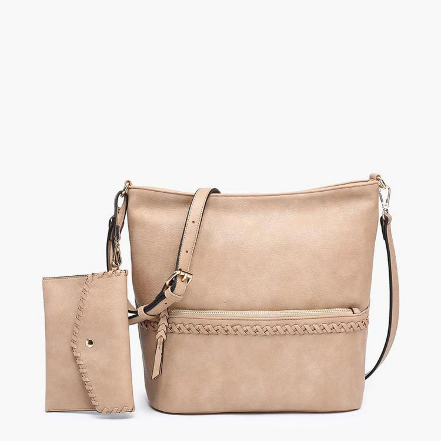 Cynthia distressed whipstitch hobo bag in sand