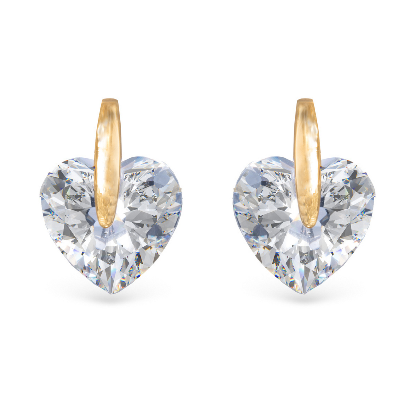 Crafted by Amanda Blu, these CZ Heart Earrings are the perfect addition to any jewelry collection. Made with stunning gold and adorned with a delicate rhinestone heart, these stud earrings add a touch of elegance and sparkle to any outfit. Expertly designed for a timeless and sophisticated look.