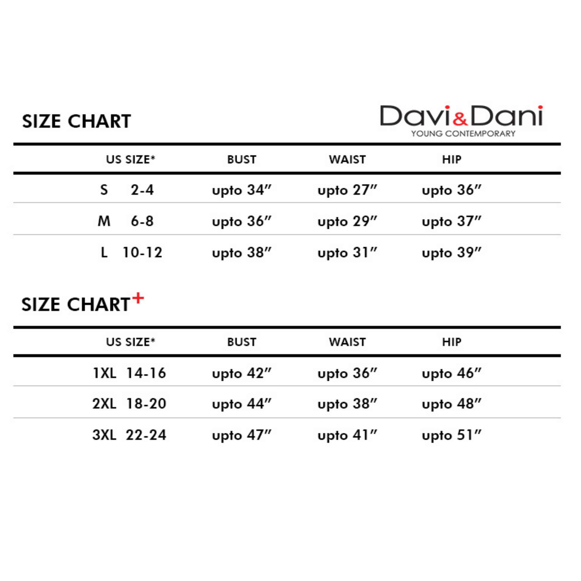 Davi & Dani Size Chart