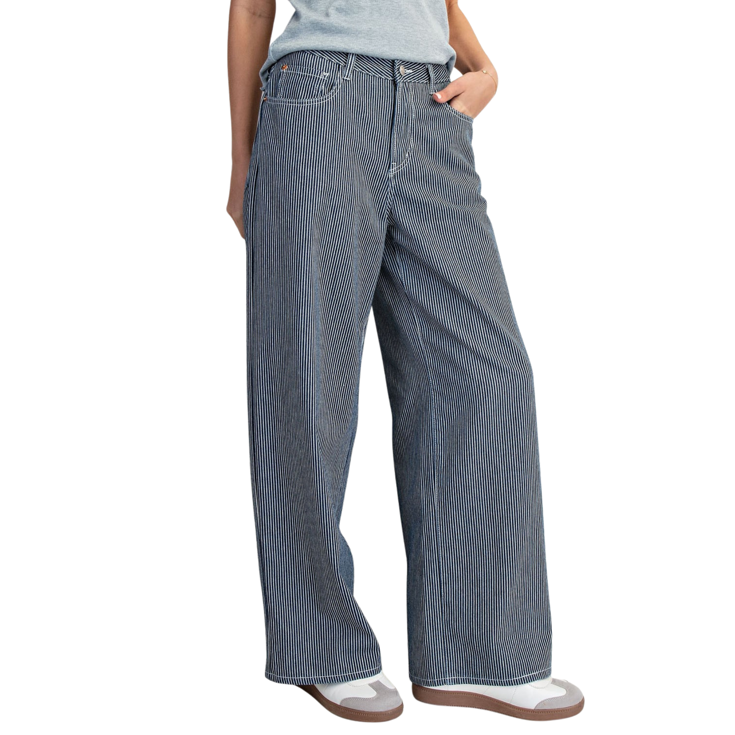 Cotierra's Full Length Striped Jeans combine classic denim with a modern twist. The crisp striped pattern adds visual interest to a timeless silhouette, while the straight leg cut offers a flattering, versatile fit that works with any style. Crafted from quality denim, these jeans are designed for everyday comfort and durability. Perfect for casual outings or dressed up for a night out.