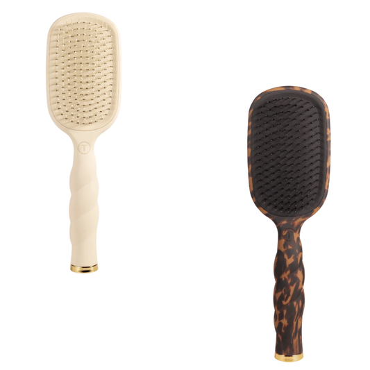 Teleties Detangler Brush gently removes knots and tangles from medium to thick hair with ease. This professional-quality brush features a smooth, ergonomic design that glides through hair without pulling or breaking strands. Available in classic tan or tortoise finishes, it's the perfect addition to any hair care routine. Ideal for daily use on wet or dry hair.