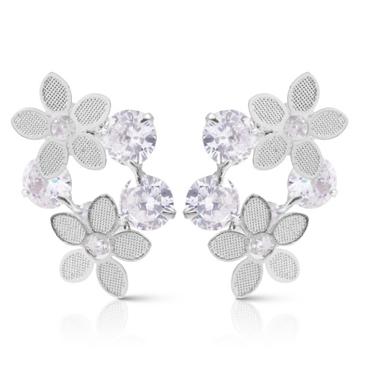 These exquisite double flower earrings are a must-have accessory. Adorned with stunning ice blue rhinestone accents, these stud earrings feature a delicate flower design that will add a touch of elegance to any outfit. Perfect for any occasion, these earrings are a statement piece that will make you stand out.