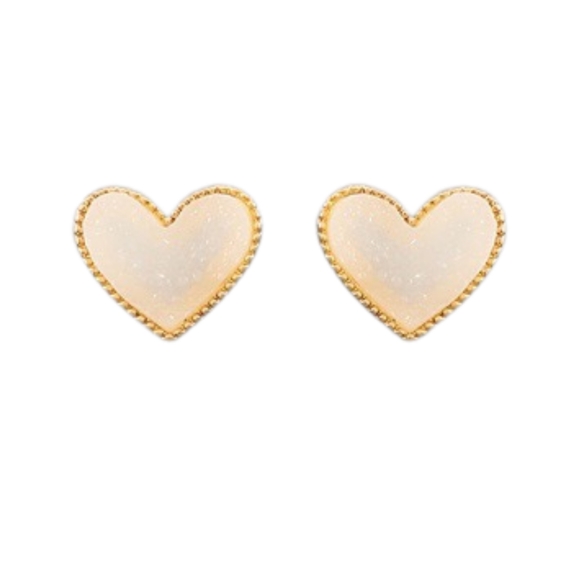 These Druzy Heart Earrings feature a white color and a beautiful heart shape. Made with stud earrings, they add a touch of elegance and charm to any outfit. Made from high quality materials, they are sure to make a statement and elevate your style.