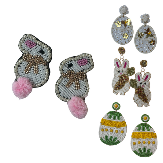 Expertly handcrafted for the upcoming holiday, these Easter Earrings are a must-have accessory for any spring outfit. Made with vibrant beads in a variety of styles and colors, they add a touch of fun and fashion to your look. Elevate your style this season with these trendy earrings.