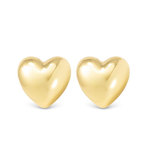 Enhance your look with the elegant Ella Heart Studs. Made of high-quality gold, these polished stud earrings feature a heart-shaped design that adds a touch of romance to any outfit. Elevate your style with these timeless and versatile studs.
