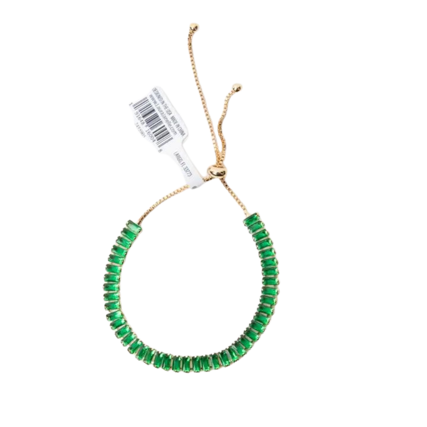14K gold plated adjustable tennis bracelet in emerald
