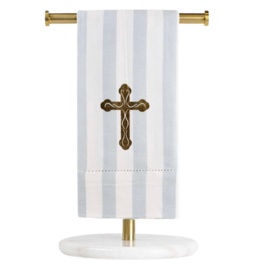 Elevate your daily routine with this exquisite hand towel from The Royal Standard, featuring a refined cross accent design. Crafted with meticulous hemstitching detail, this towel combines timeless elegance with practical functionality. Perfect for Easter celebrations or year-round sophistication, the delicate cross motif adds a touch of spiritual grace to any bathroom. Premium construction ensures durability and softness with every use, making it an ideal choice for those who appreciate quality linens and 