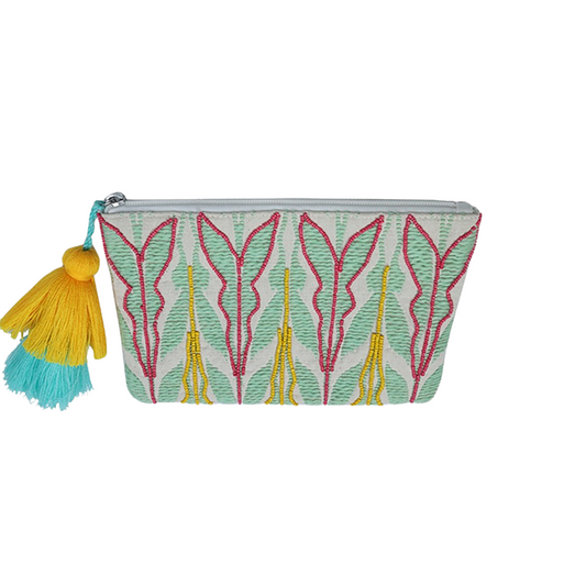 Expertly crafted with handwoven cotton, this Faith Cotton Pouch is the perfect accessory for any occasion. The fringe design adds a touch of bohemian flair, while the tassel zipper trim adds a playful touch. With a versatile sage and pink color, it's both stylish and functional.