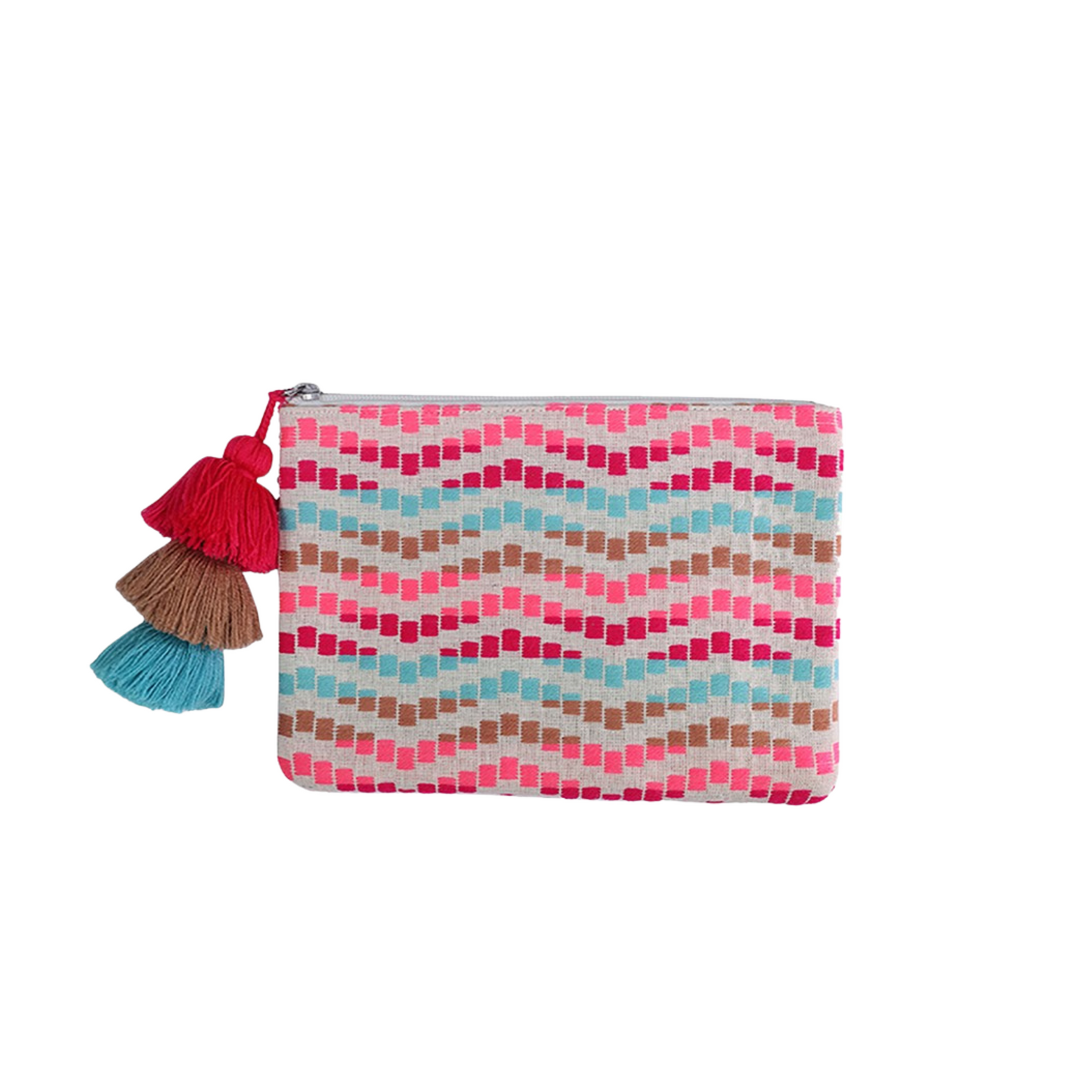Faith Cotton pouch in turquoise/pink