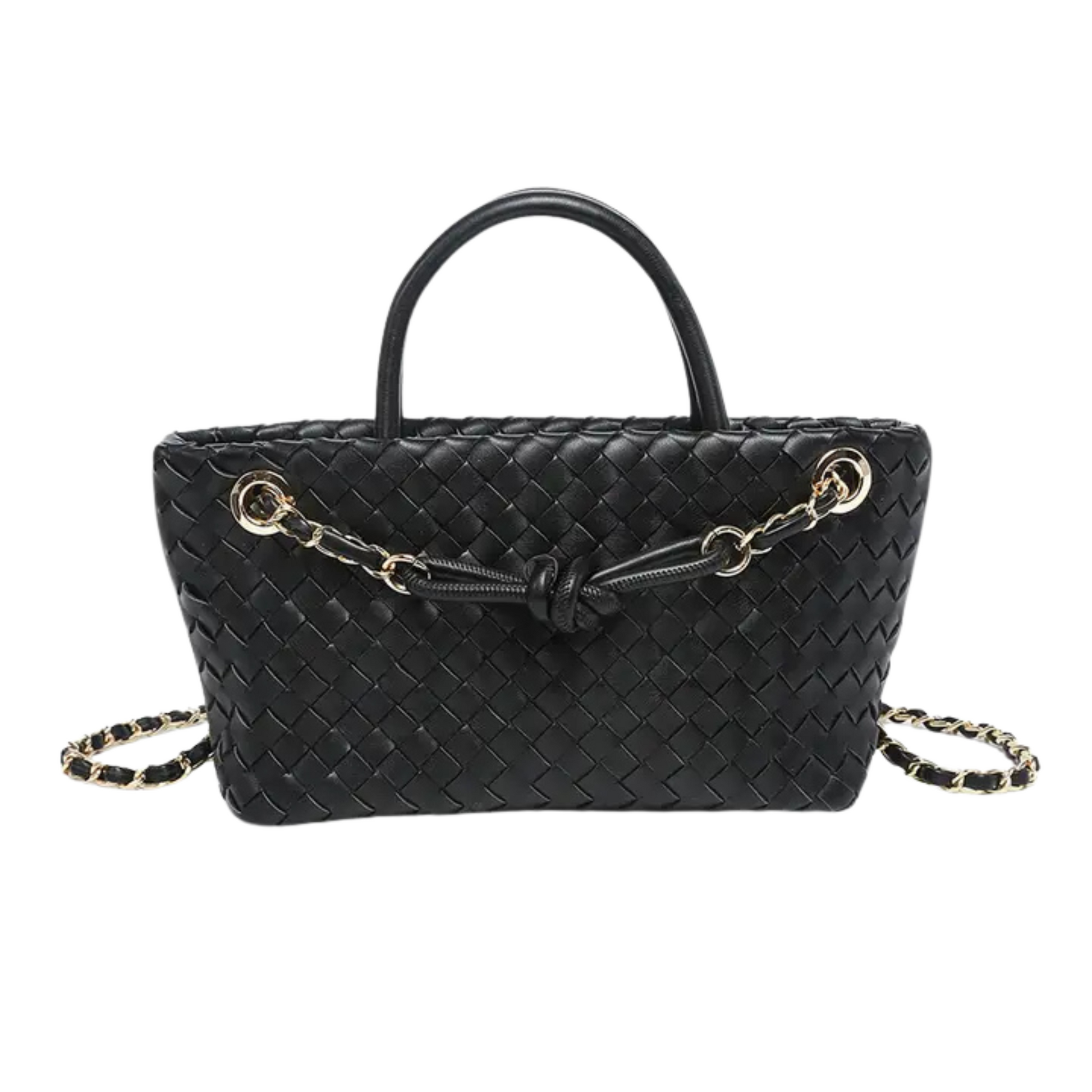 Fallon woven satchel in black