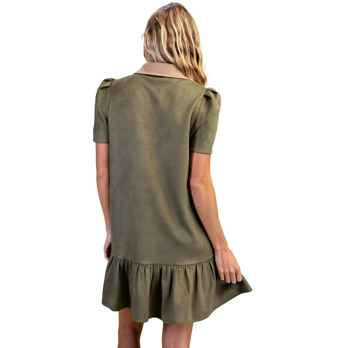 Elevate your wardrobe with this chic GiGio mini dress in a sophisticated olive mix. Featuring a flattering v-neckline and comfortable short sleeves, this faux suede piece offers a luxurious feel with effortless style. Perfect for casual outings or dressed-up occasions, the mini silhouette creates a modern, versatile look that transitions seamlessly from day to night.