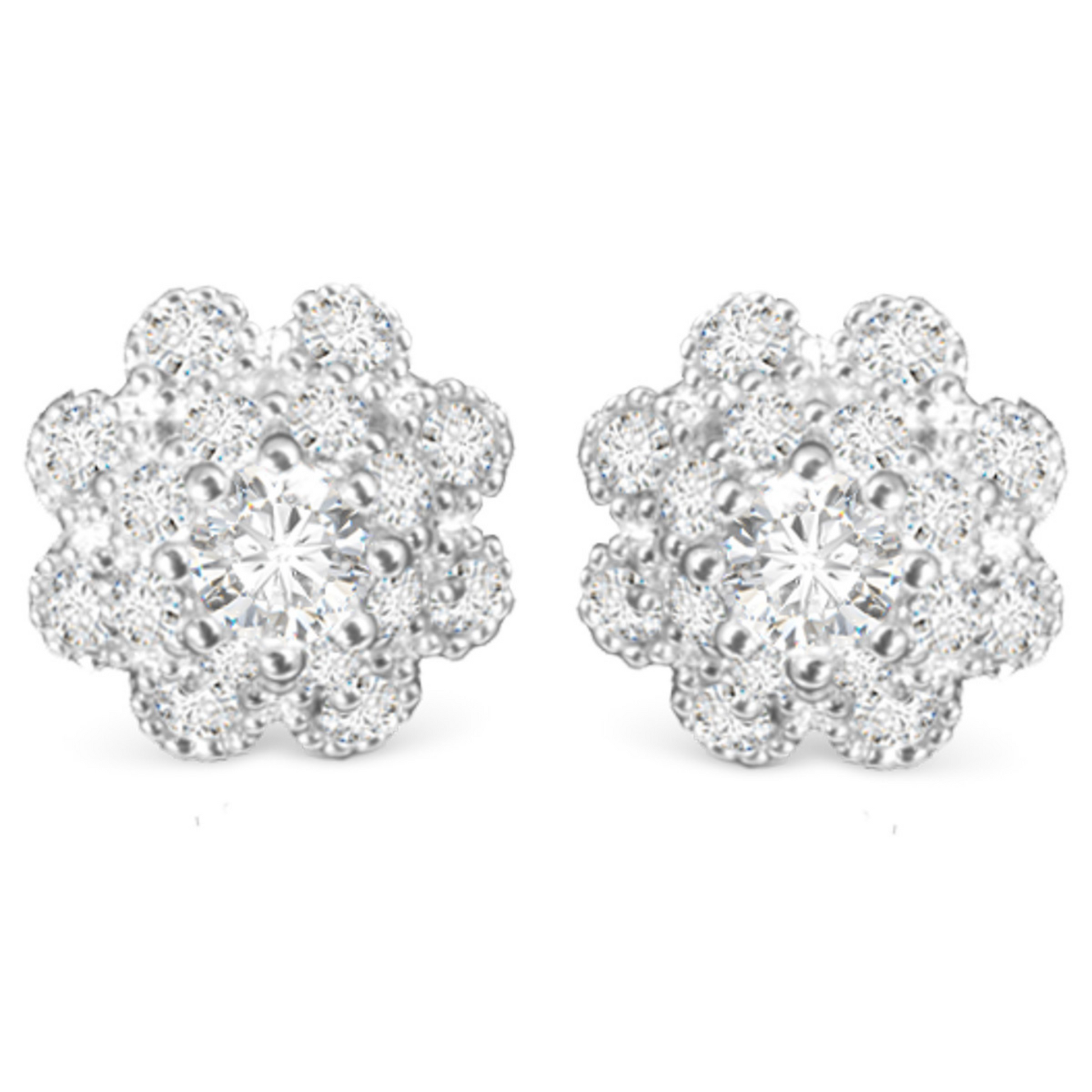 These Flower Stud Earrings feature a stunning silver design with delicate rhinestone accents. The flower design adds a touch of elegant charm to any outfit. Expertly crafted, they are the perfect addition to your jewelry collection.