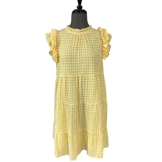 Make a statement in our Flutter Sleeve Mini Dress. Featuring a gingham yellow print and flutter sleeves, this dress is perfect for the spring season. The mini dress gives you a trendy, yet stylish look, making it the perfect piece for any wardrobe.