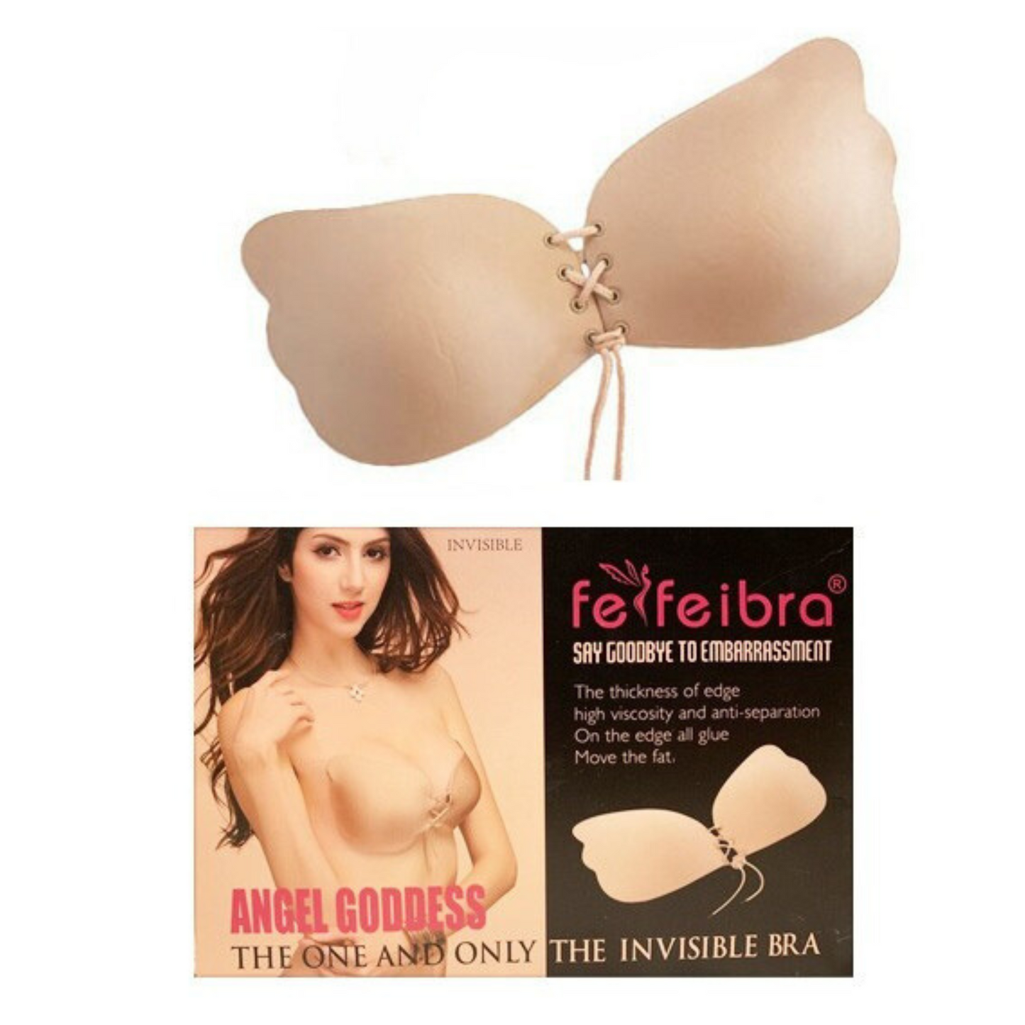 This innovative Breast Lift Adhesive Bra is a modern solution to instantly lift and shape your figure. Push up, adhesive, and drawstring features combine to provide a natural and secure fit without the need for straps or back closures. Enjoy lasting support with uncompromising comfort.