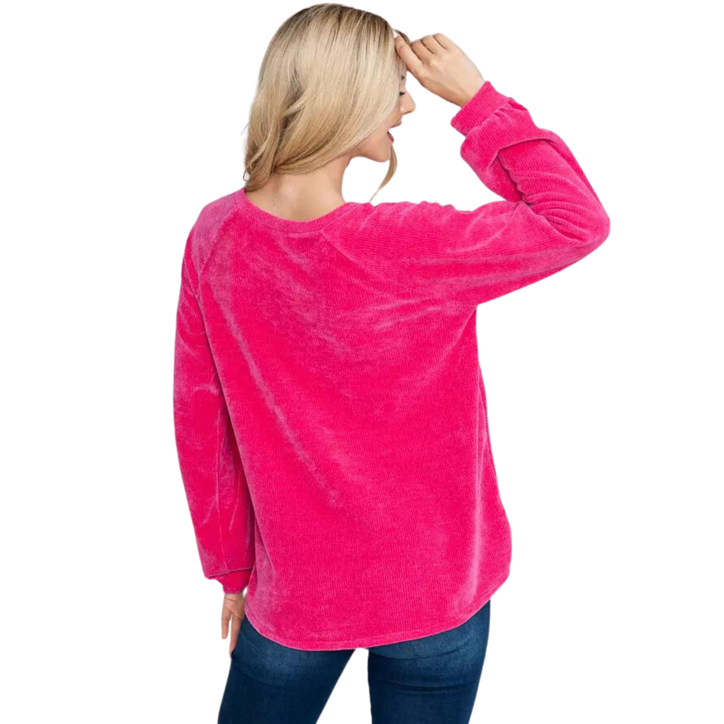 This timeless classic from Hesed Brand is perfect for any day or night out. Crafted with a soft, ribbed material and featuring a fuchsia hue, this stylish scoop neck sweater will quickly become your favorite.