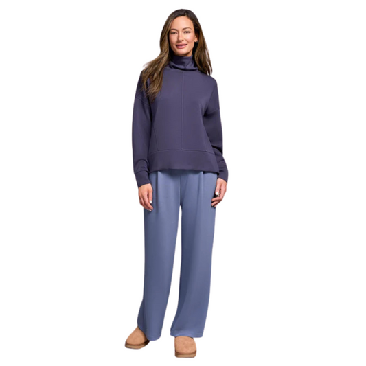 Elevate your wardrobe with the Techo Lux Drop Shoulder Knit Top by Tribal. Crafted from soft knit fabric, this navy top features a relaxed drop shoulder design for an effortlessly modern silhouette. The funnel neck adds a refined touch, combining comfort with sophistication. Ideal for layering or wearing solo, it offers versatility and contemporary style for the discerning wearer.