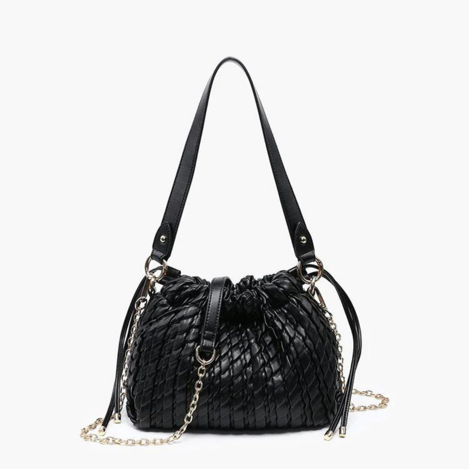 Ginger ruched satchel in black