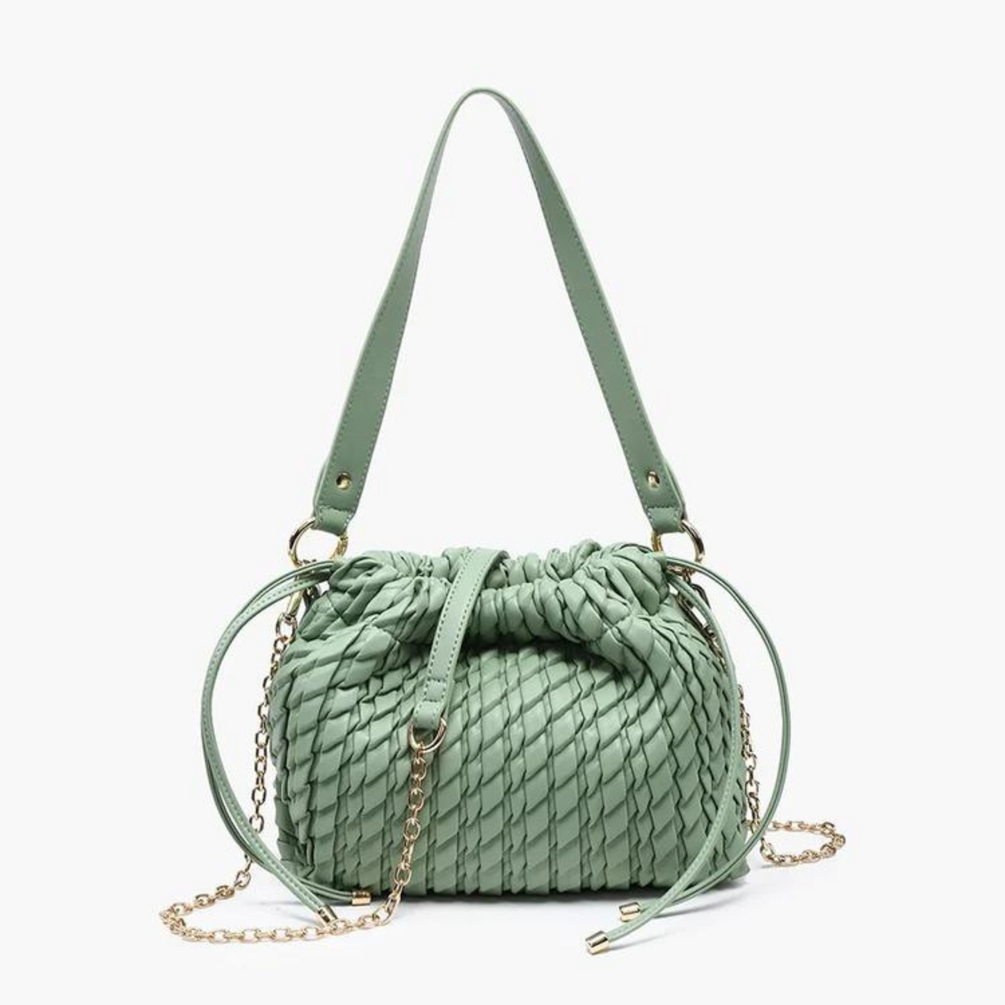 Ginger ruched satchel in sage