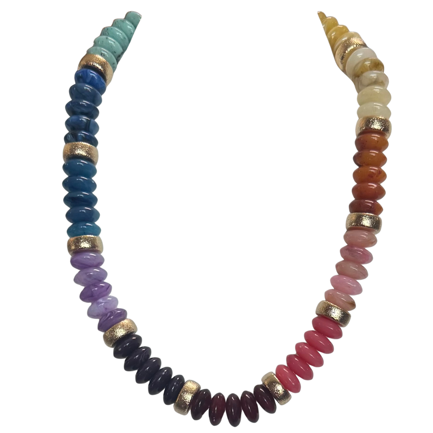 Chunky Beaded Necklace in multicolor with gold accents