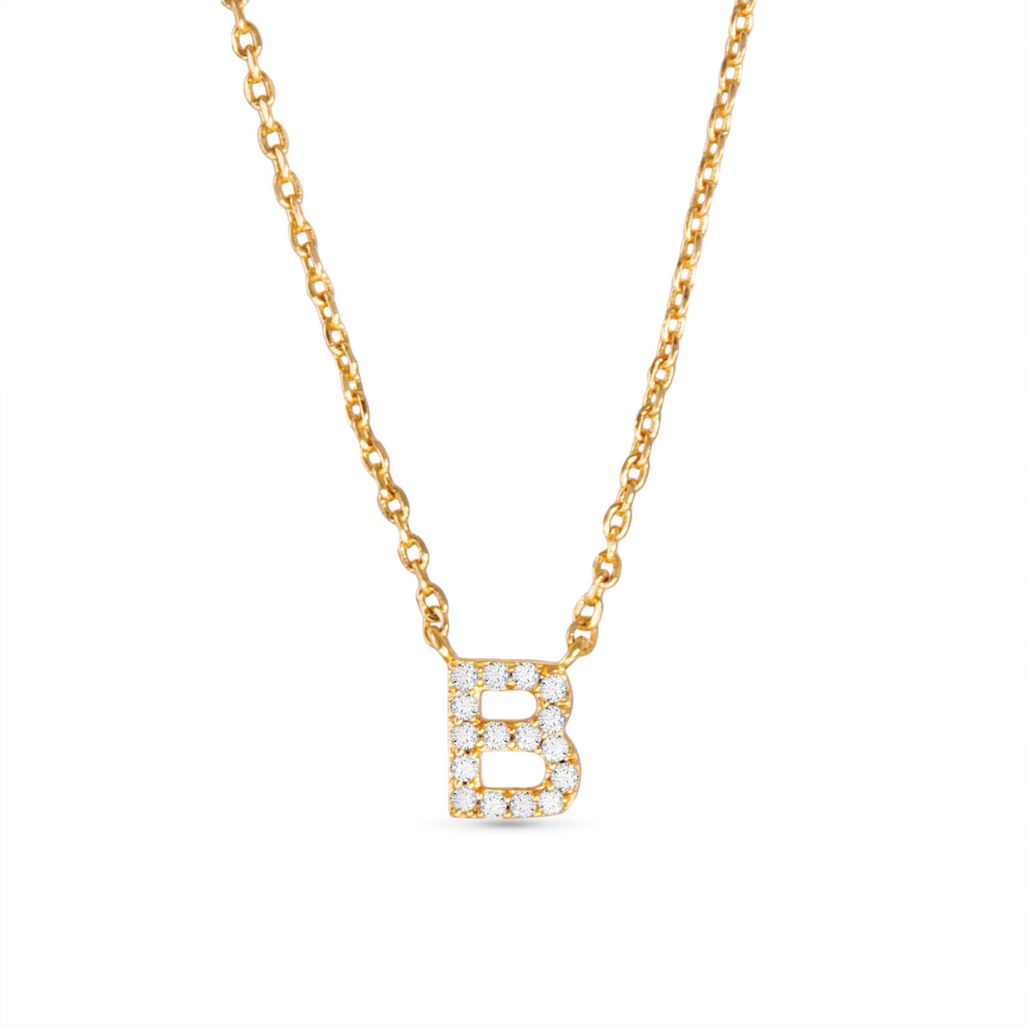 Gold CZ initial necklace (B)