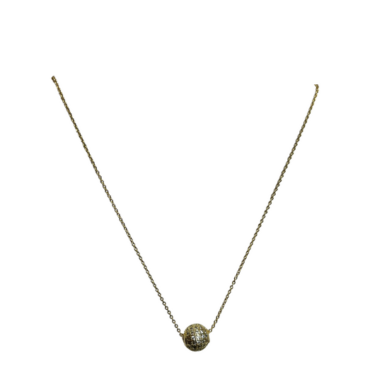 This short necklace features a single ball accent made of high-quality gold. The stylish and versatile design adds a touch of elegance to any outfit, making it a perfect accessory for any occasion. Made with premium materials, it is durable and long-lasting. Transform your look with this beautiful gold necklace.