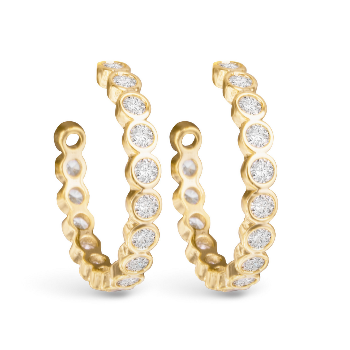 Bezel hoop earrings in gold