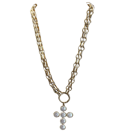 Elevate your everyday style with this stunning Cross Pendant Necklace from Perdido Gems. Crafted in lustrous gold, this timeless piece features an elegant cross pendant suspended from a long, flowing chain. Perfect for layering or wearing solo, it adds a touch of sophistication and spiritual grace to any outfit. The extended length offers versatile styling options, whether dressed up for special occasions or worn casually with your favorite everyday look. 